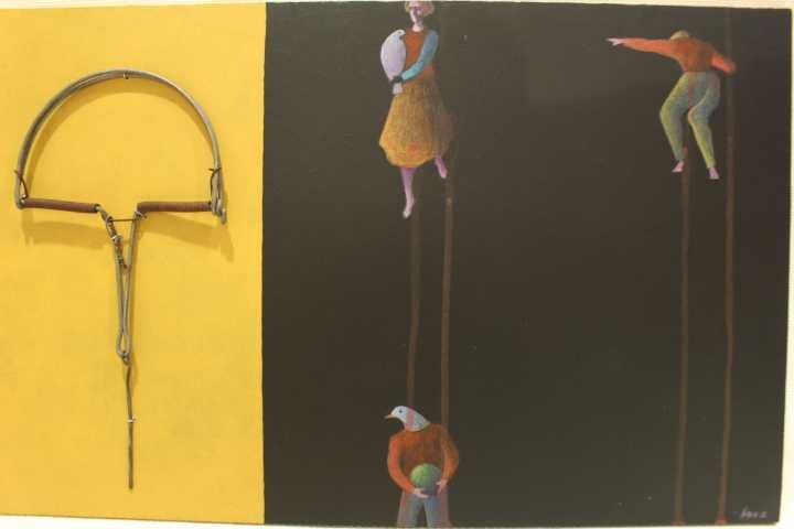 Original Alfredo Luz Técnica Mista em Madeira "Ratoeira" Assinado