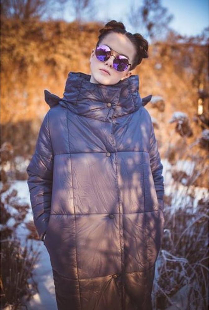 Пальто пуховік в пол ковдра украінський дизайн підліткове xs xxs s