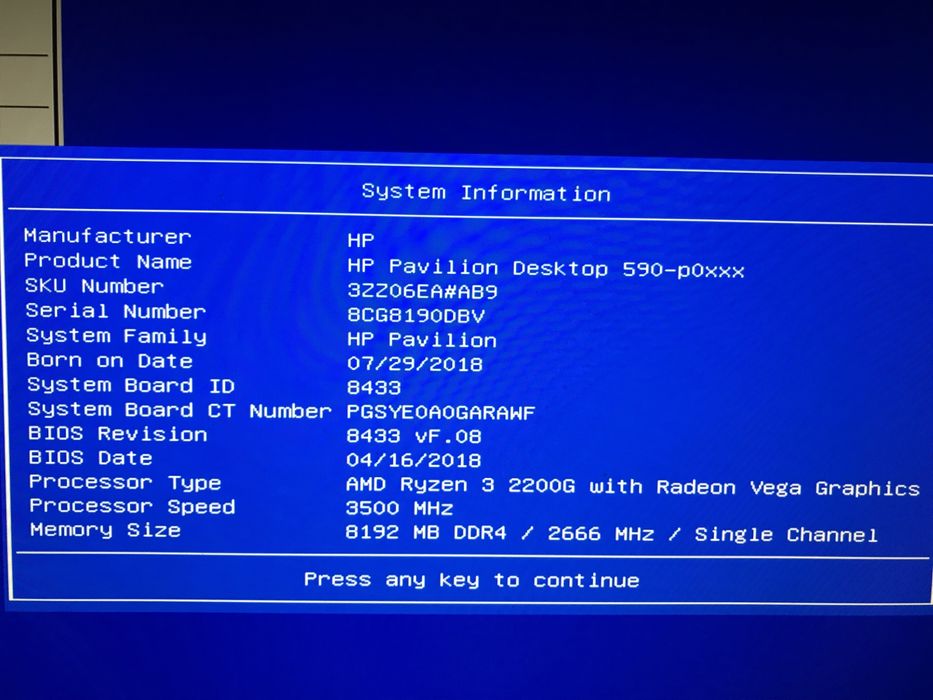 HP 590 Desktop pavilion