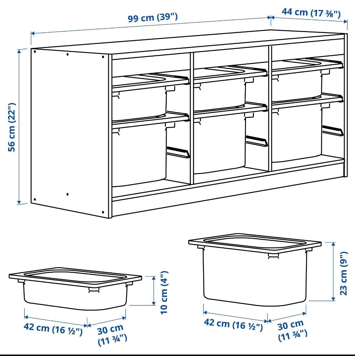 Móvel arrumação IKEA Trofast com caixas