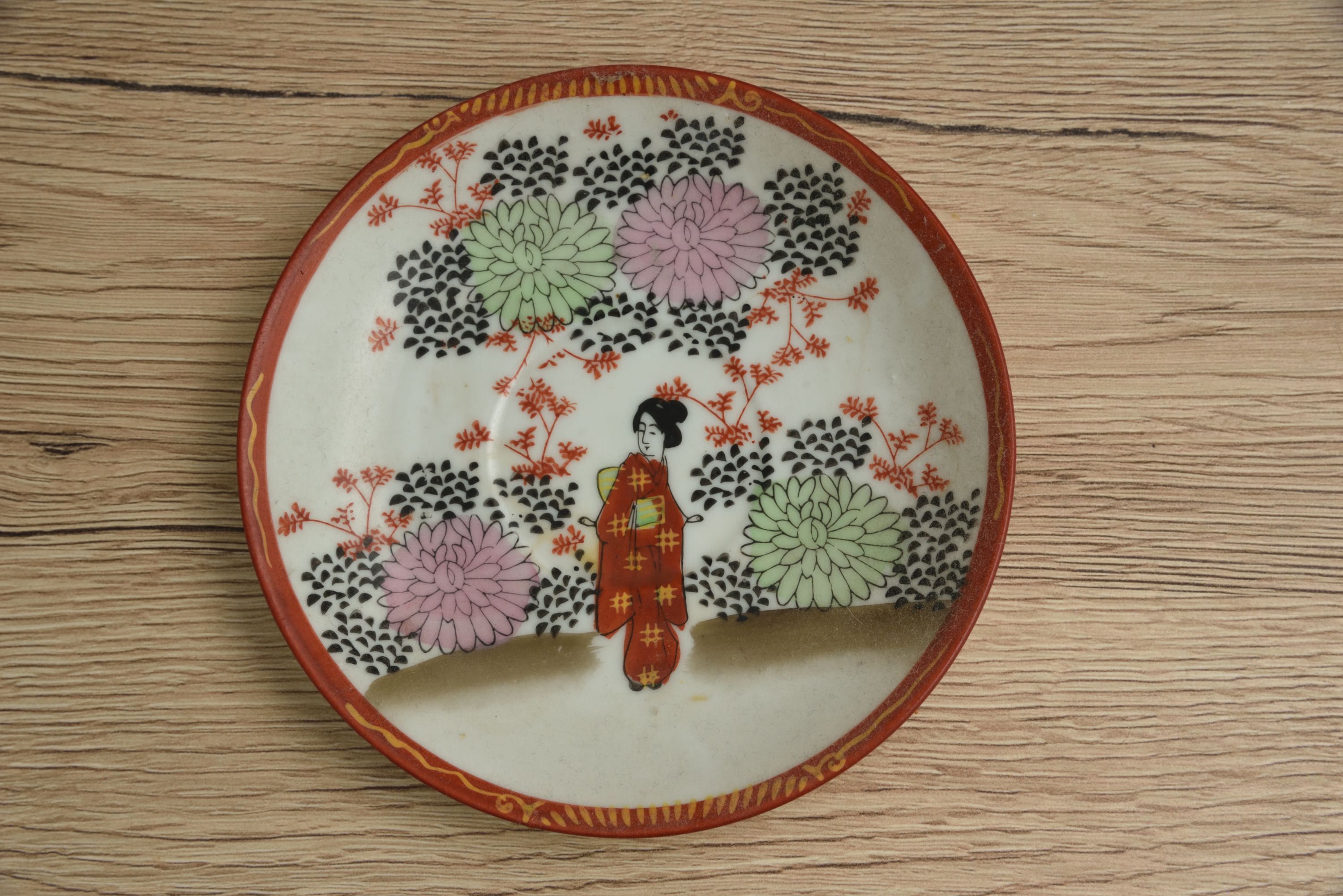 Zestaw 9 talerzyków w stylu vintage Japanese Satsuma