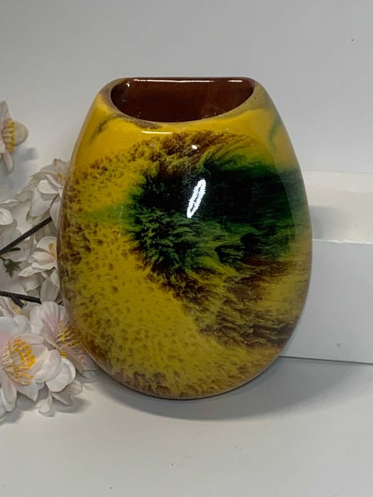 Кашпо настенное керамическое обливное майолика винтаж