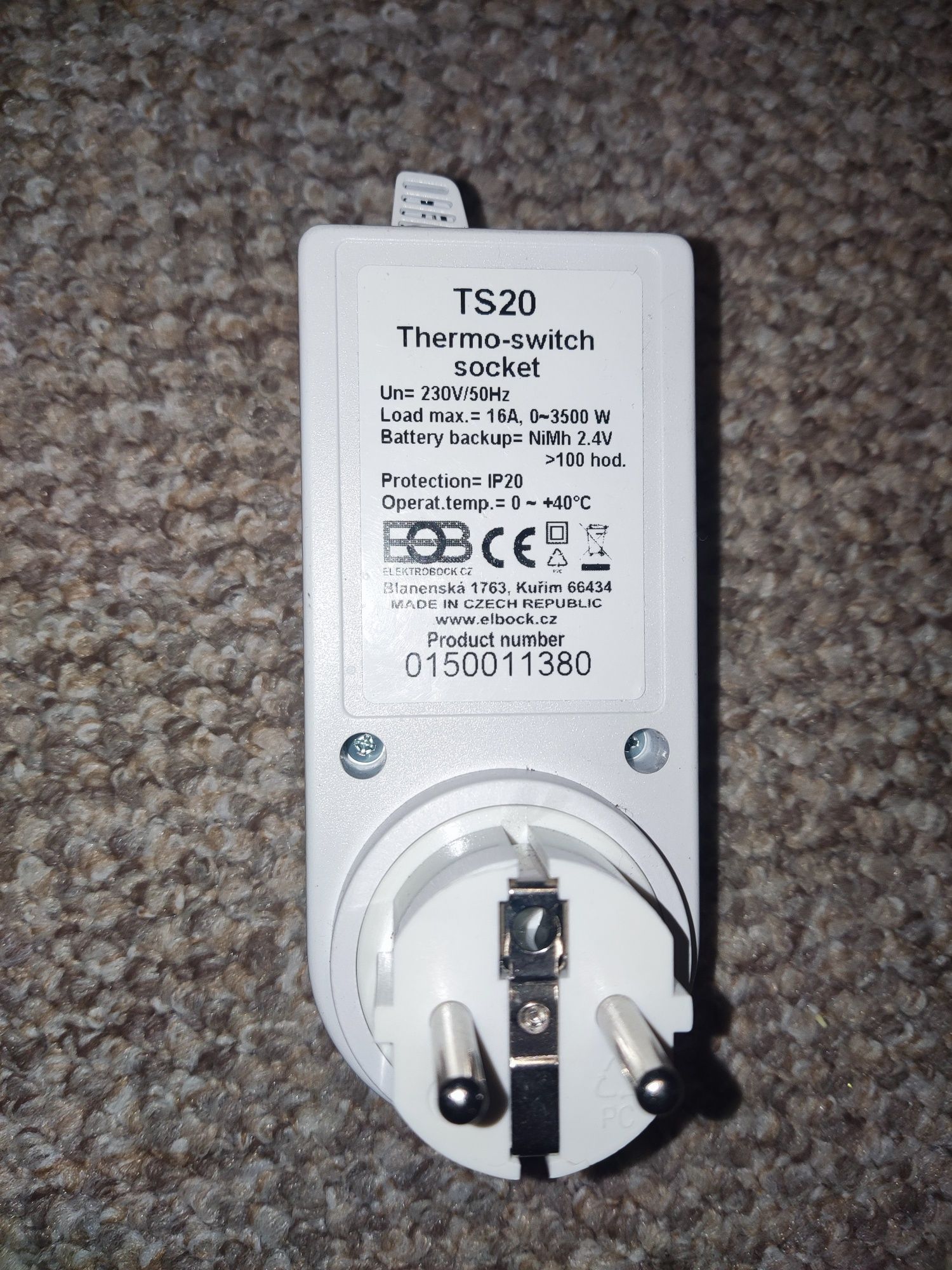 Termostat gniazdkowy TS20 - Tygodniowy programator