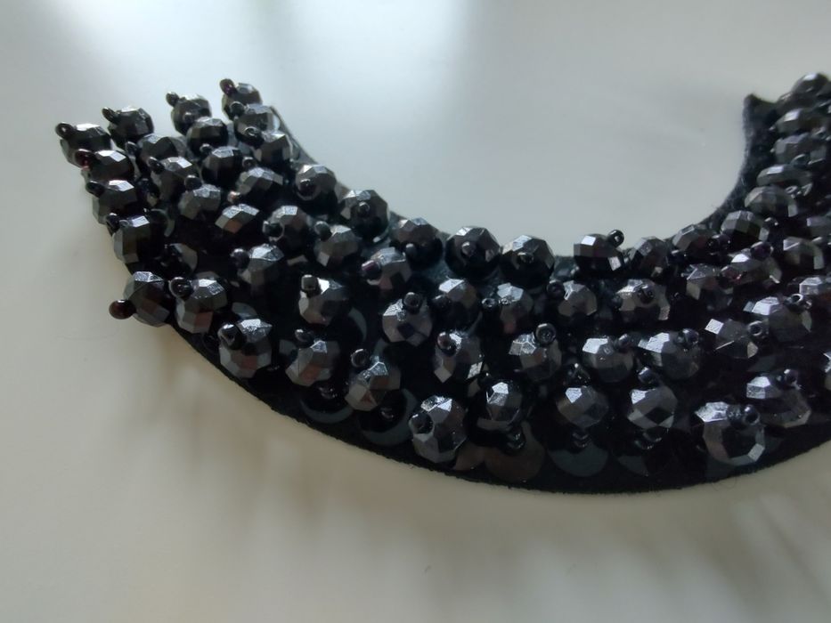 Kołnierzyk, naszyjnik koraliki wstawka dekoltowa czarna