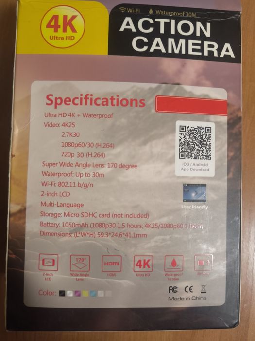 Екшин камера + кріплення аксесуари