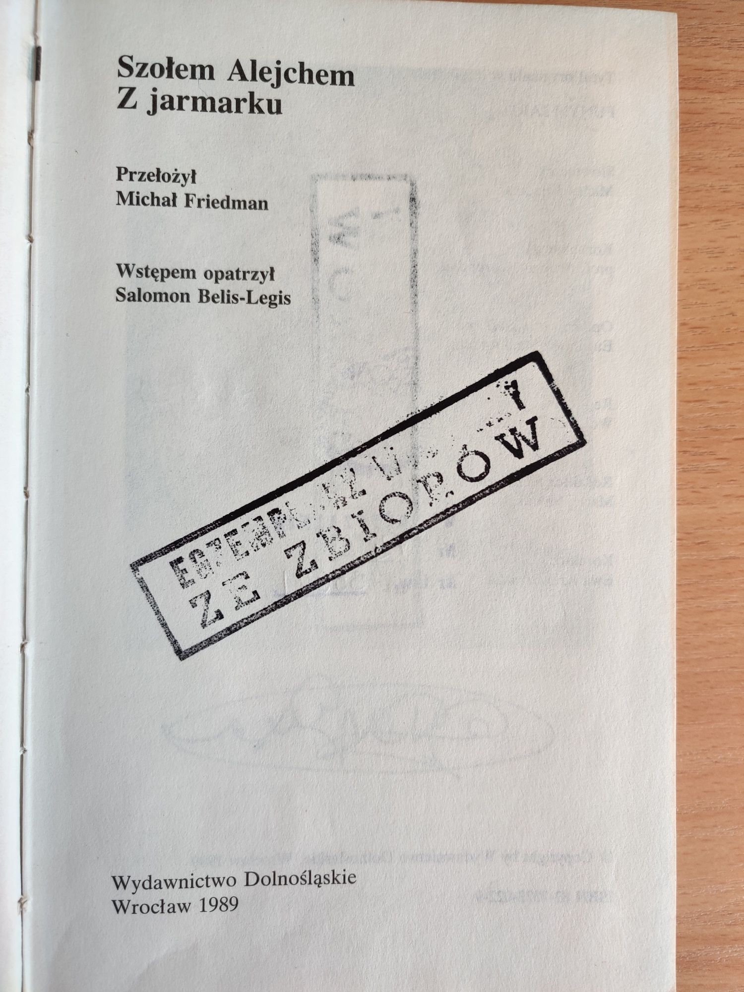 Z jarmarku. Szołem Alejchem