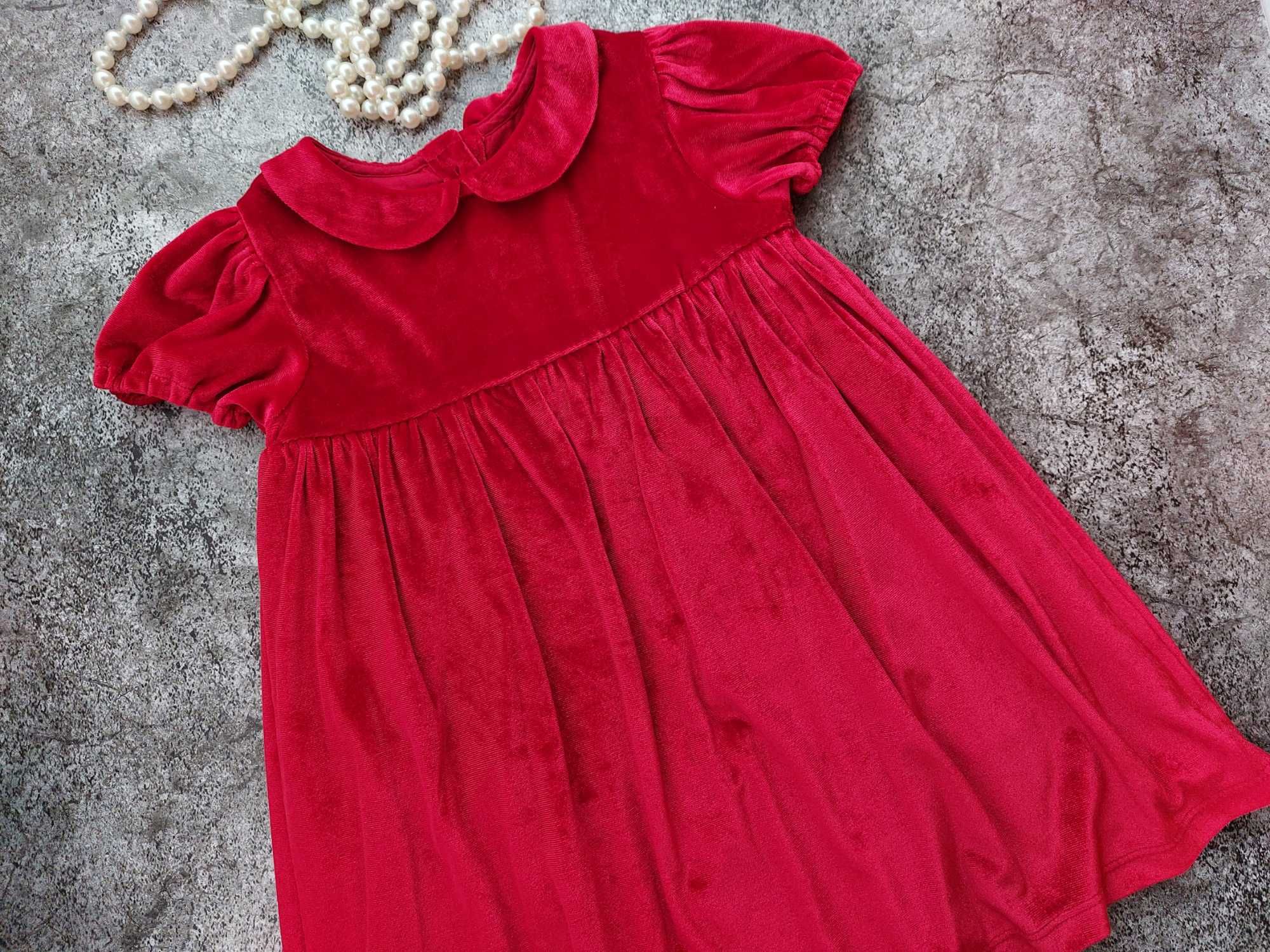 Нарядное красное бархатное платье Tu 18-24мес