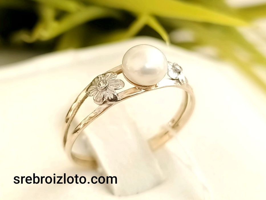 Pierścionek złoty z perłą