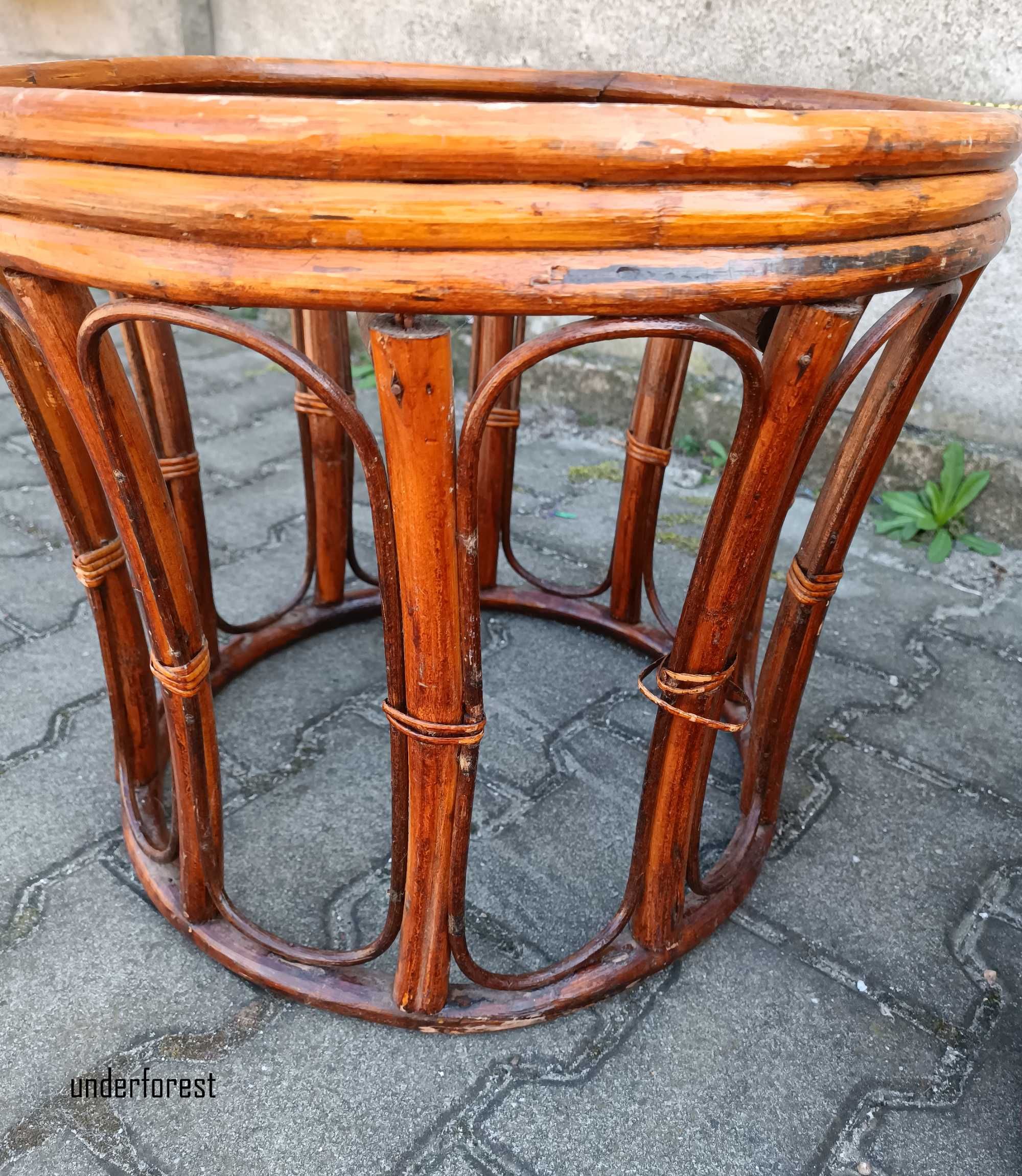 Bambusowe okrągłe stoliki / siedziska boho natural salon taras