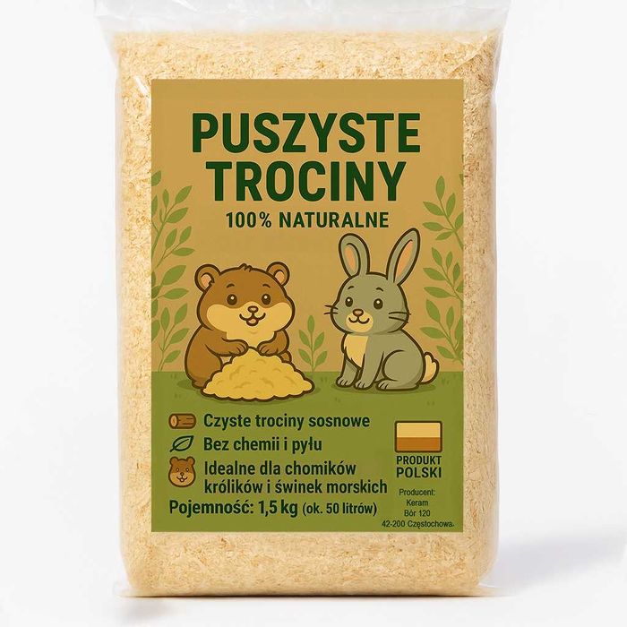 Trociny dla chomika gryzoni królika gryzoni wióry ODPYLONE ściółka XXL