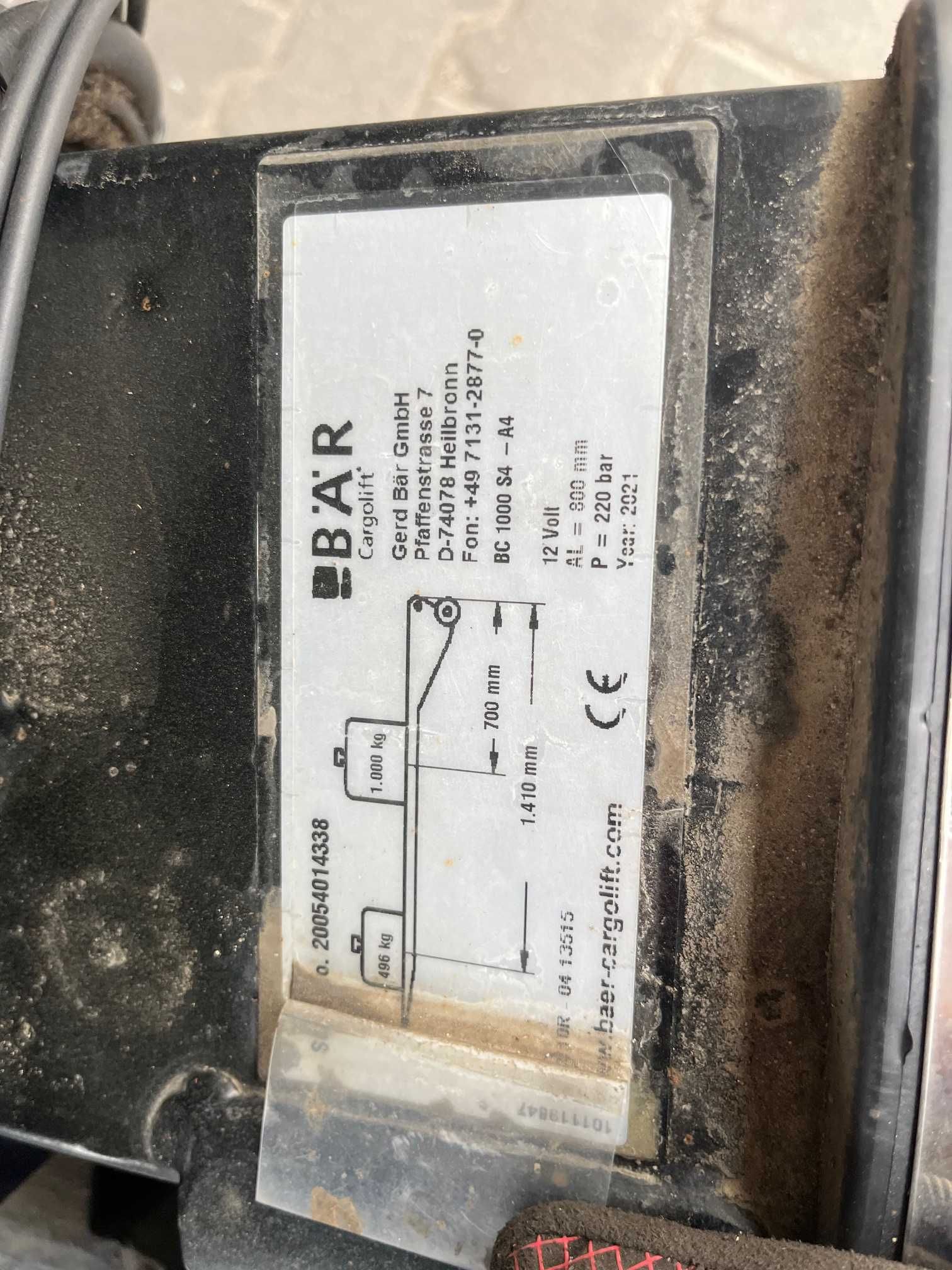 Winda IVECO 2021 BAR BC 1000 S4-A4 1000KG Podest samozaładowczy