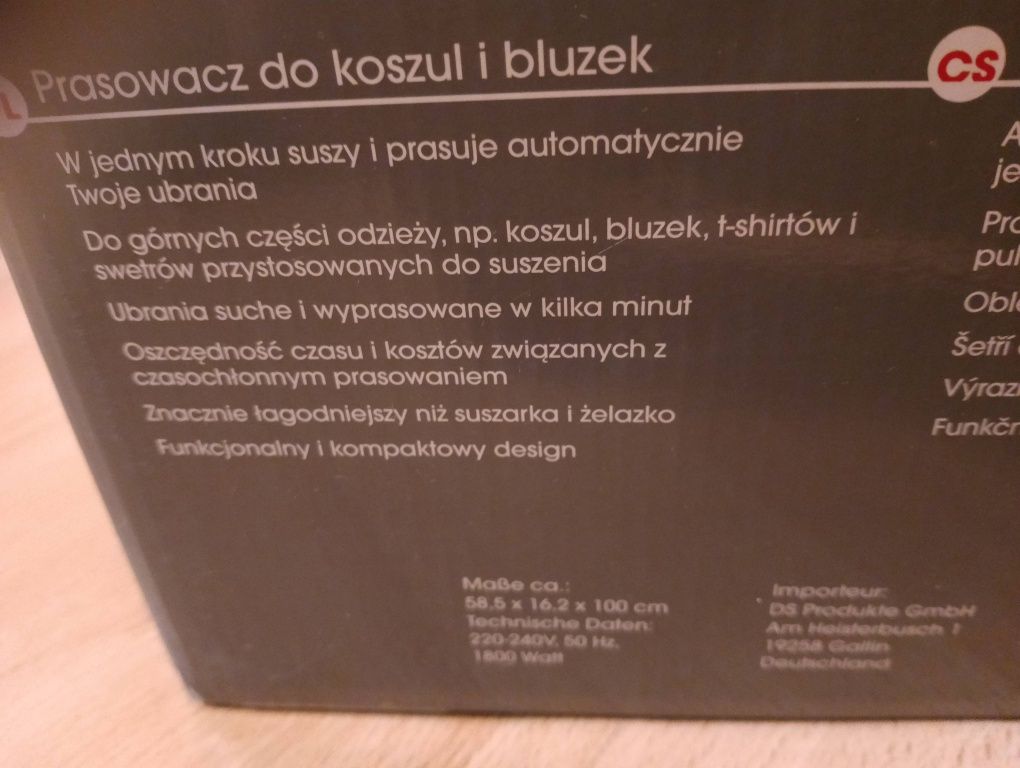 Prasowalnica suszarka do koszul i bluzek