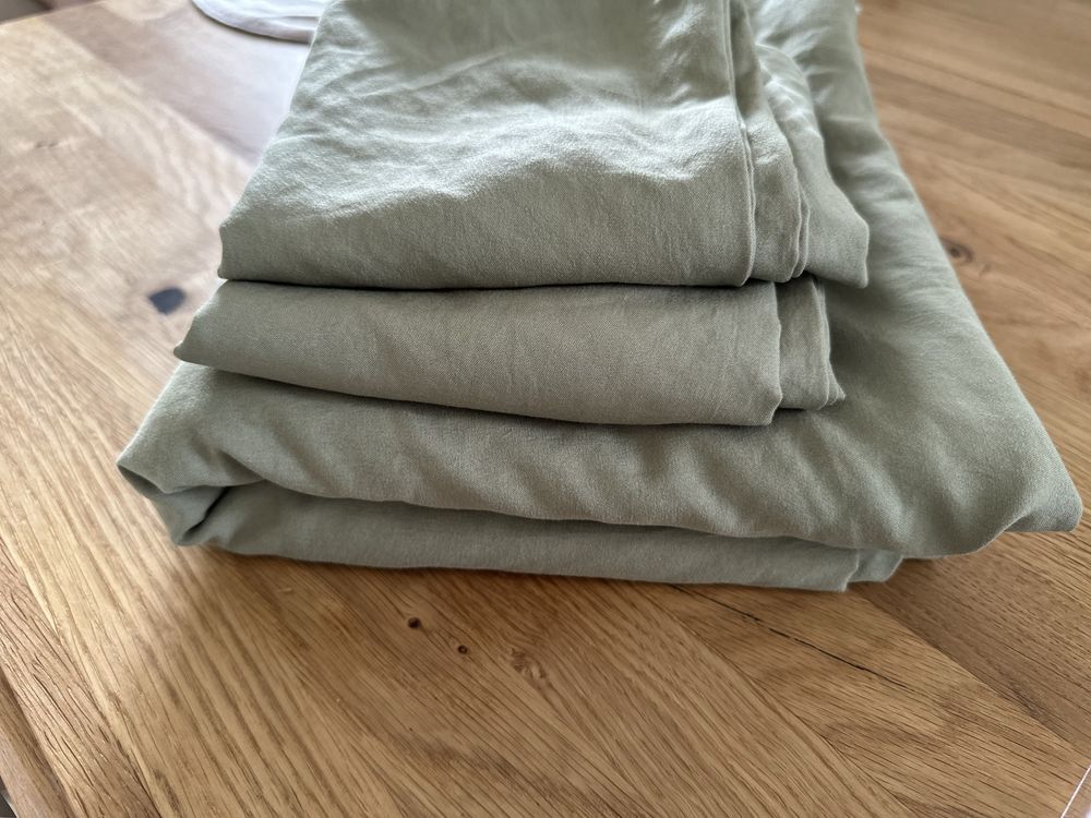 Pościel poszewka na kołdrę 200x200 jak ikea +2 poduszki khaki zielone