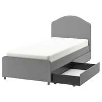 Łóżko tapicerowane, 2 poj na pośc, Vissle szary IKEA