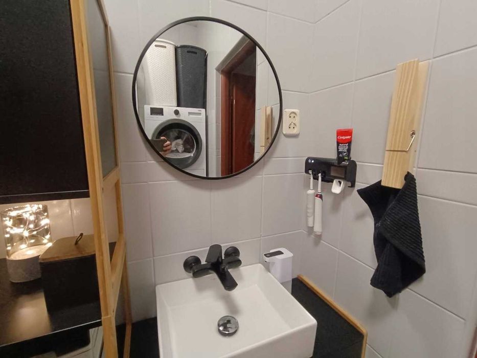 NOWE Lustro Łazienkowe Okrągłe w Ramie Loft 50cm XXL Czarne