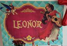 Fundo tela vinil festa Elena de Avalor bandan menina Leonor placard