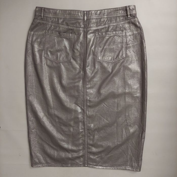 Джинсова довга спідниця,  металік, батал , 22 розмір, срібна спідниця