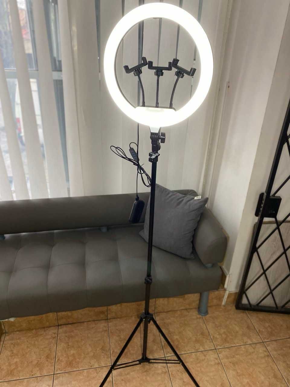 Кільцева LED Лампа 35см 25W + 3 тримача + Штатив 210см 3 режими світла