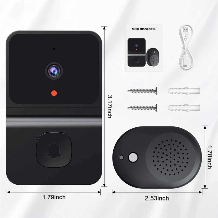 Campainha sem fio WiFi Câmera HD Visão noturna, Mudança de voz casa