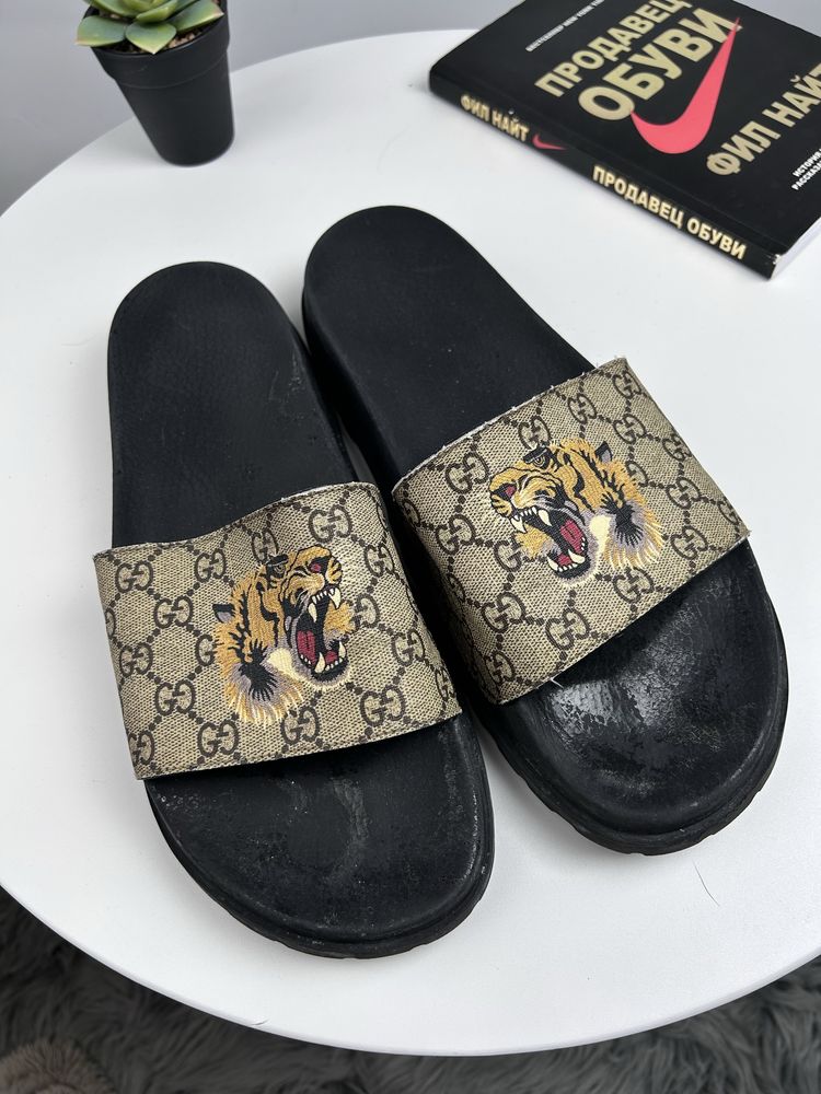 Тапки чоловічі Gucci GG Tiger Monogram оригінал монограм 45-46р hermes