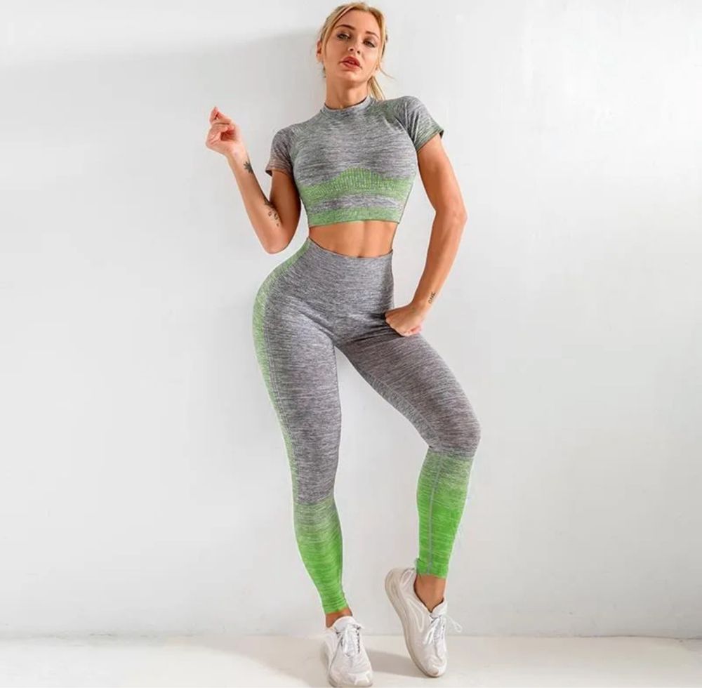 Komplet sportowy sexy legginsy top siłownia joga ćwiczenia