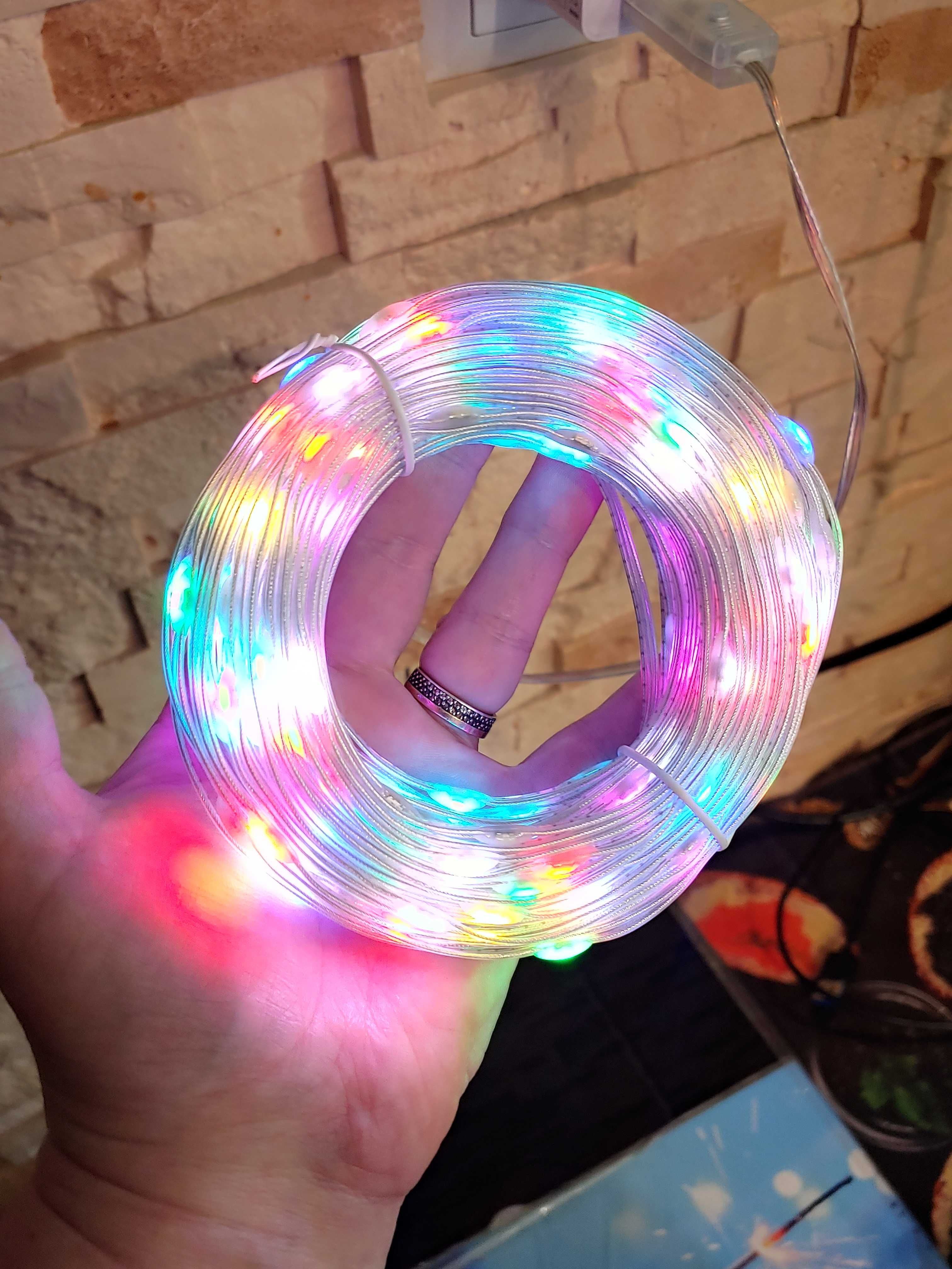 IP65 умная RGB смарт гирлянда 20м управлен. с моб USB Bluetooth таймер
