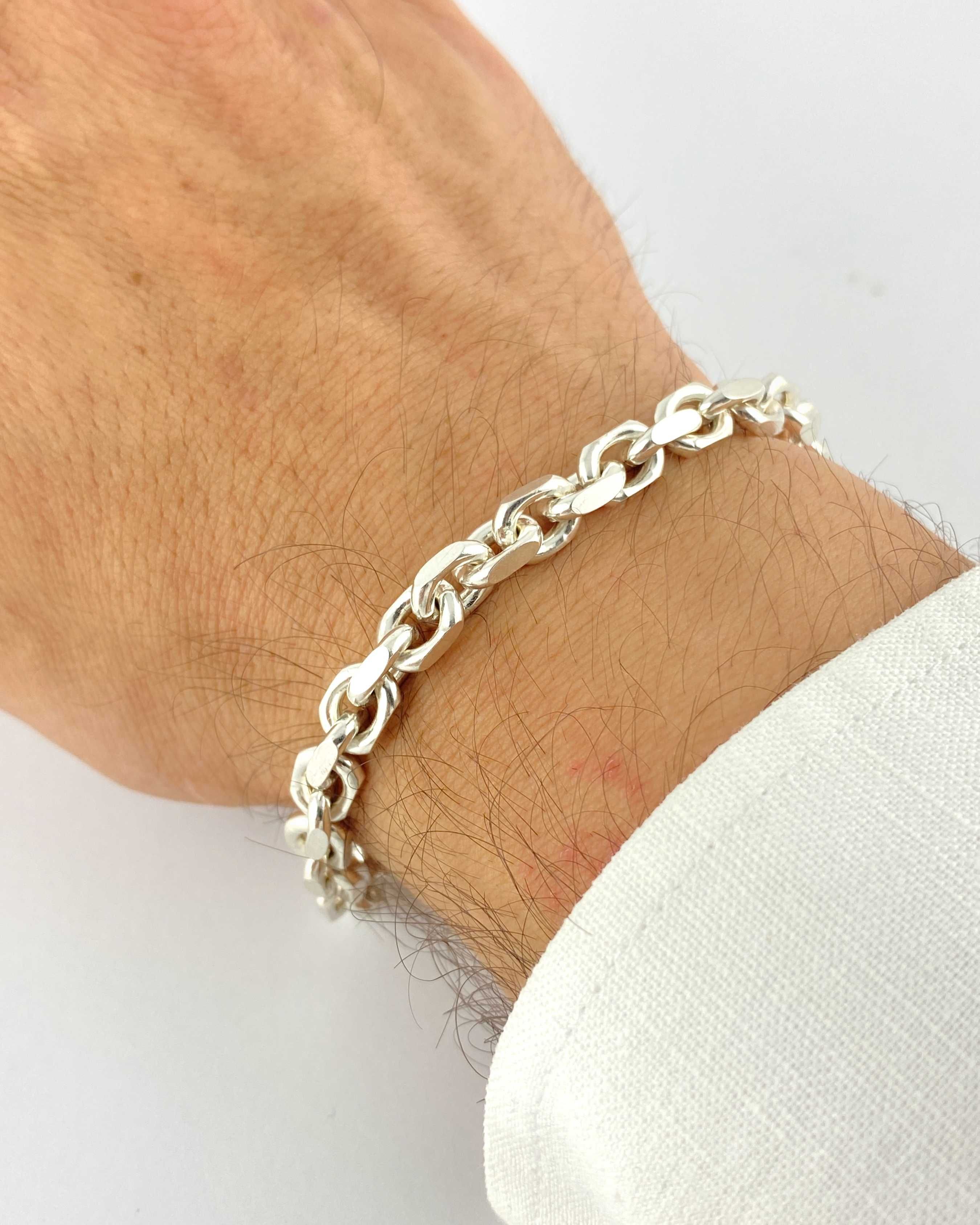 SREBRNA bransoletka splot ANKIER próba 925 29,23g długość 22 cm