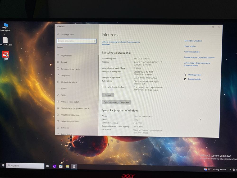 Spredam komputer stacjonarny i5-3570 i Monitor ACER Nitro 27