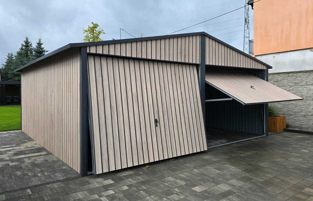 Garaż drewnopodobny DĄB SONOMA 6x6 profil OCYNK 8900 zł z DOSTAWĄ