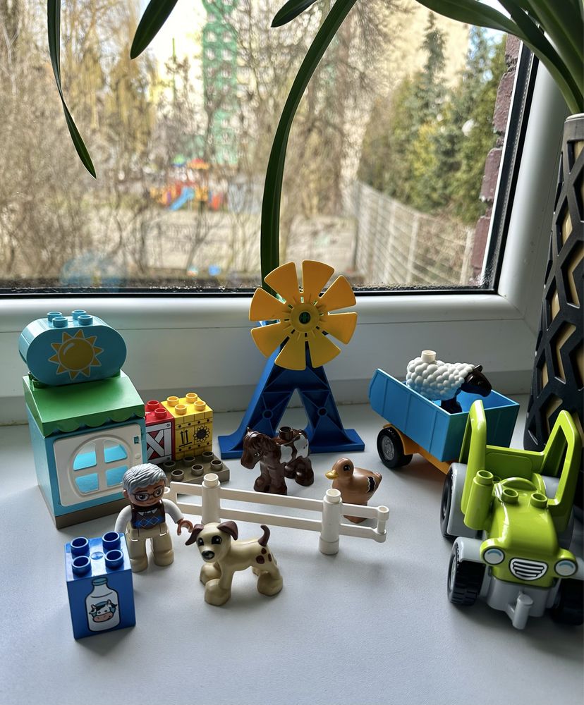 Klocki Lego duplo farma unikat wiatrak koń kaczka dużo elementów