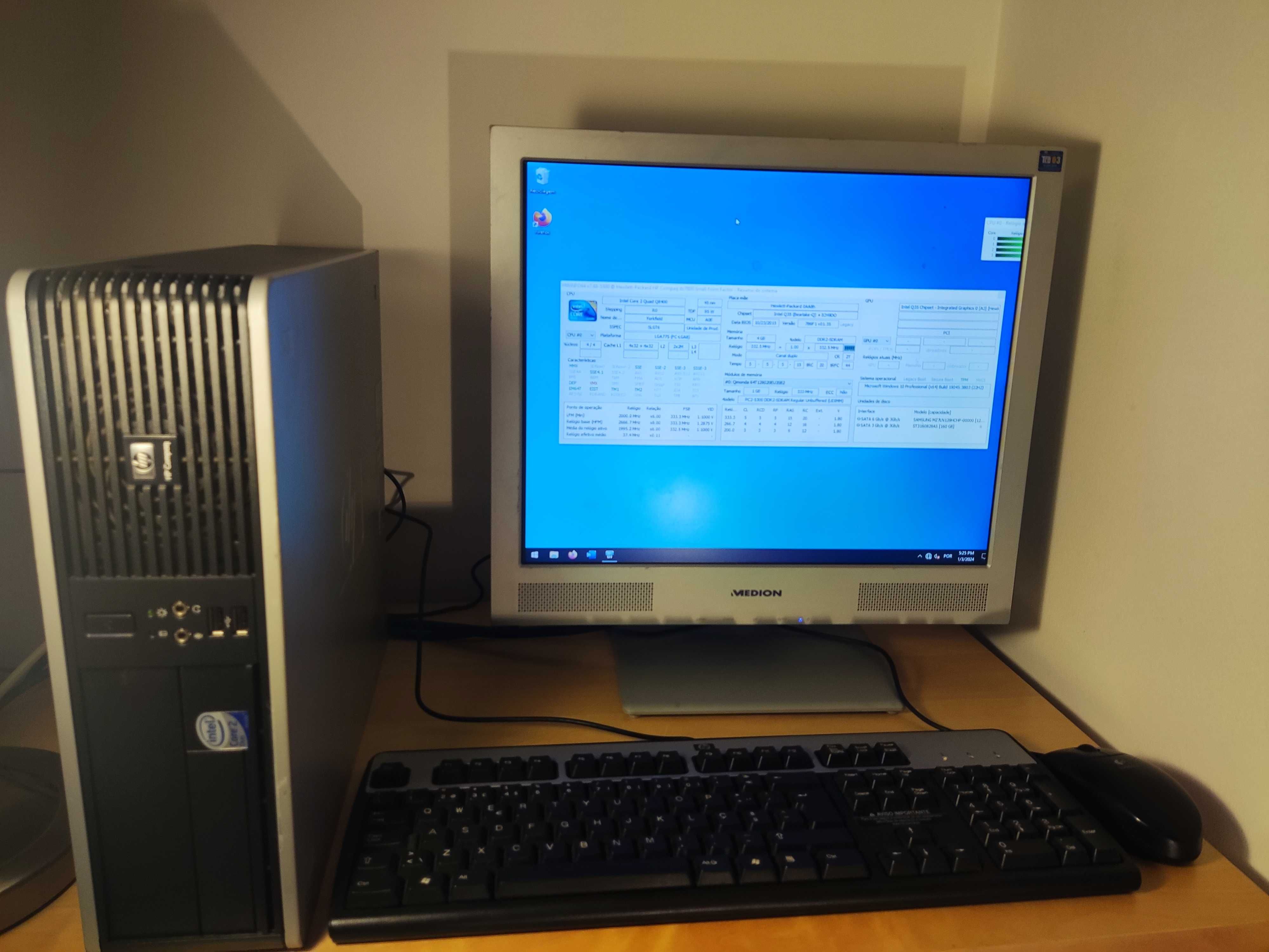 Computador / PC - HP Q8400 / 4Gb Ram / SSD / Monitor Rato e Teclado