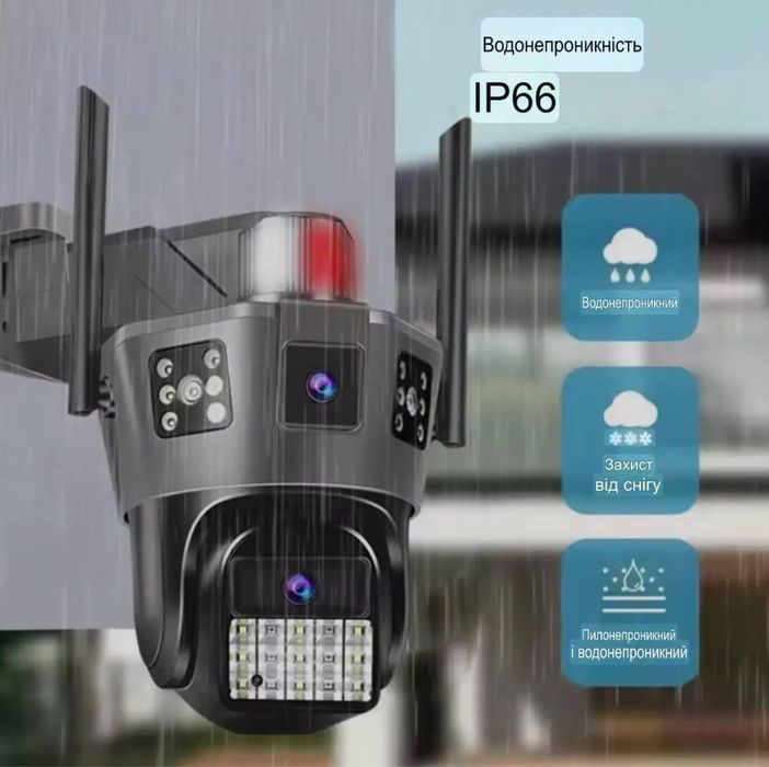 Камера працююча без інтернету 4G сім поворотна подвійна вулична v380