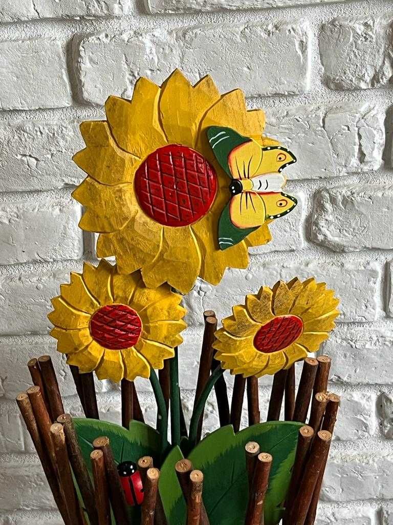 Kwiat kwiaty drewniane słoneczniki gerbery 90cm 4 sztuki