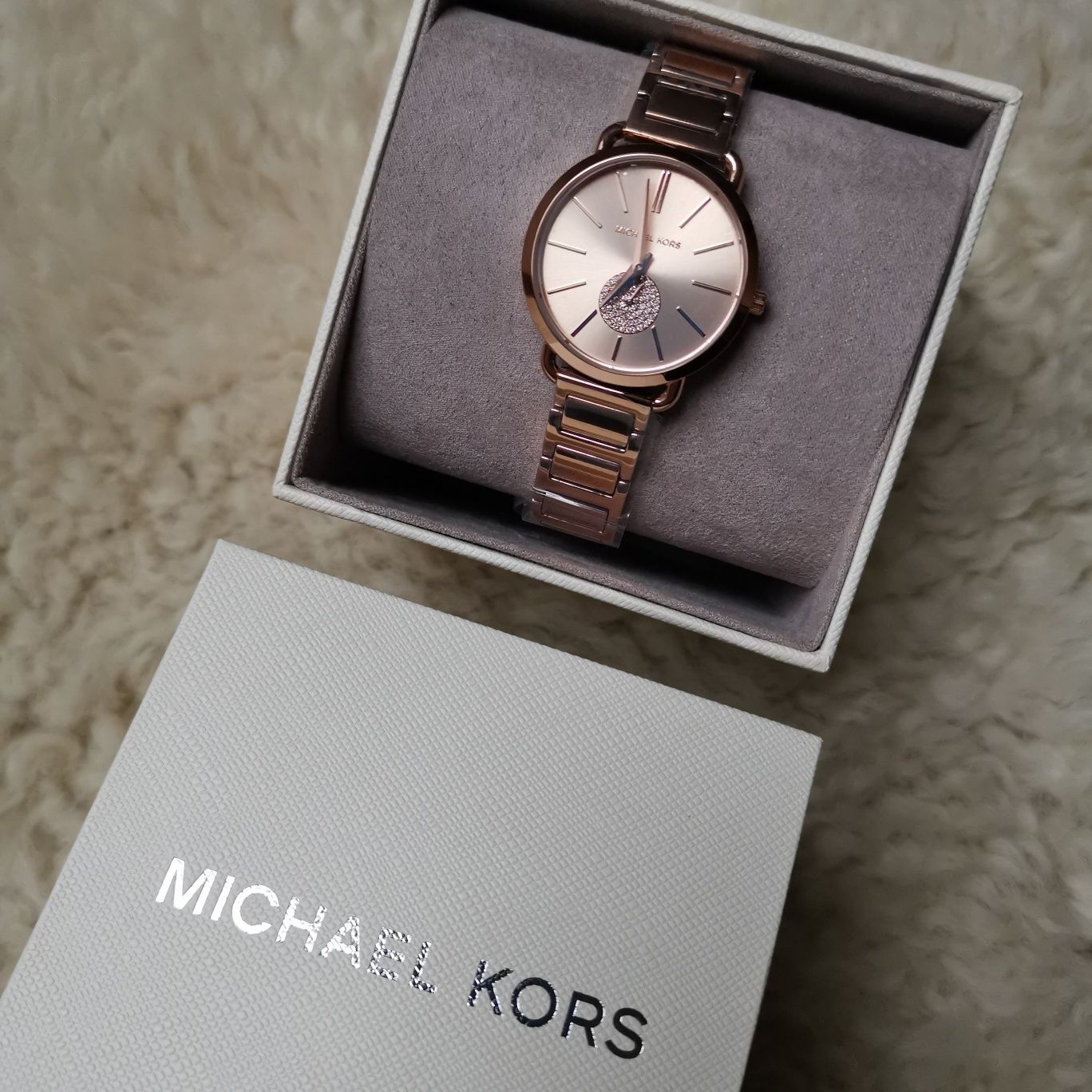 Nowy oryginalny zegarek Michael Kors model Portia różowe złoto