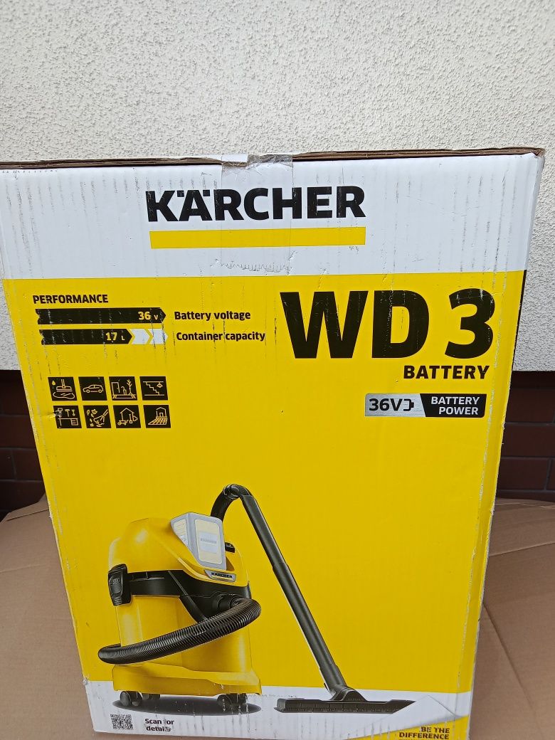 Odkurzacz szorowarka Karcher WD 3 Premium akumulatorowy okazja 36v zes