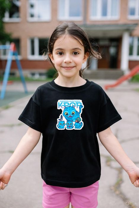 Koszulka dziecięca czarna K-Pop Hunter: demon hunters kpop, koty 116