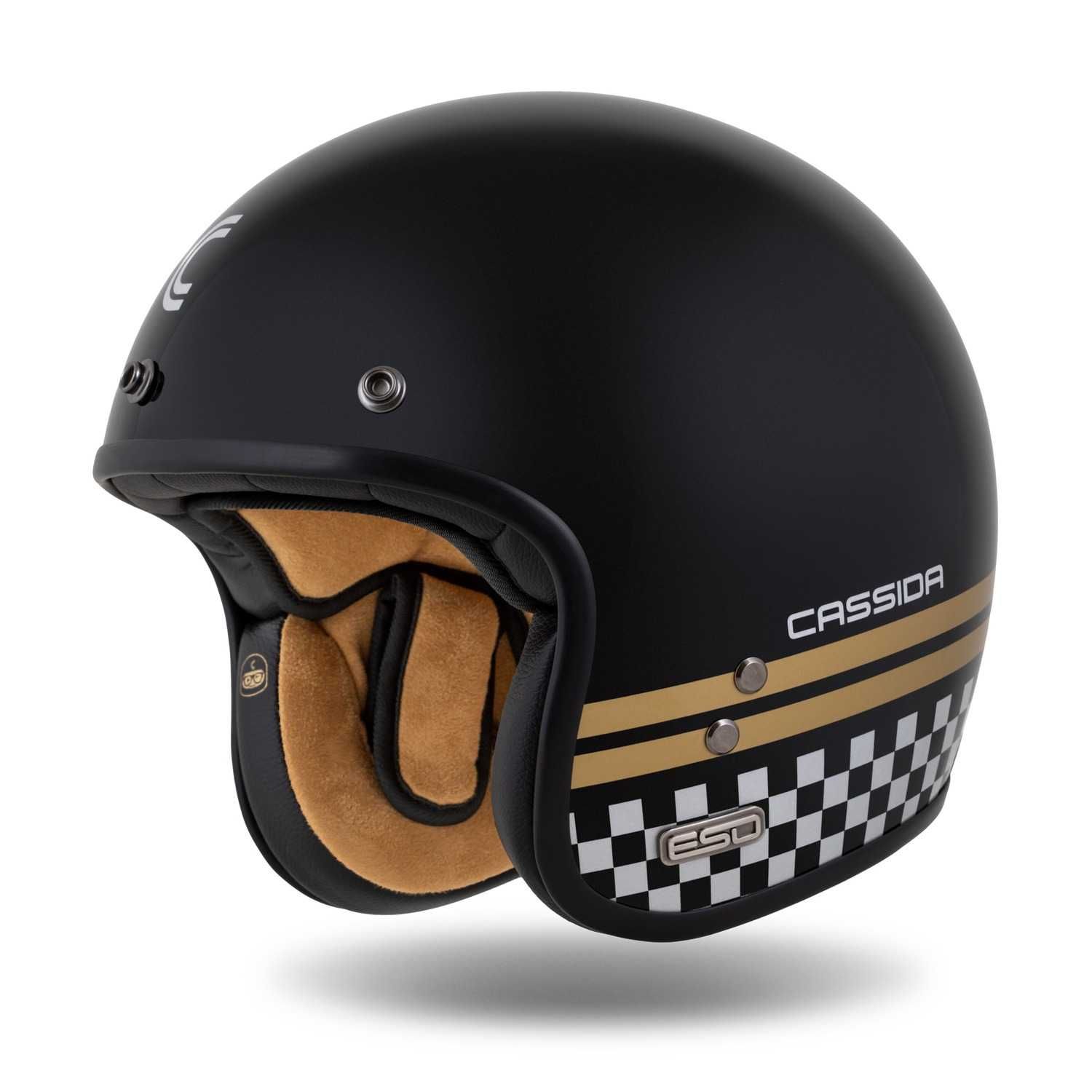 Kask motocyklowy CASSIDA ESO WŁÓKNO szklane pod intercom XS-3XL
