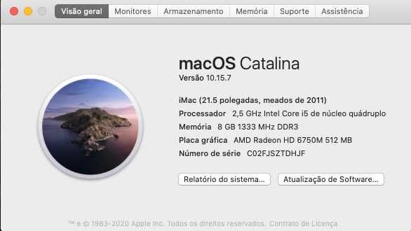 iMac 21.5" meados de 2011 com OS Catalina