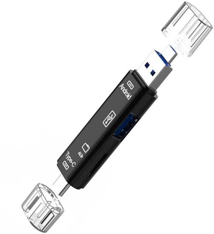 Adaptador 5 em 1 | Tipo C | Micro USB | USB | USB Femea | TF Card