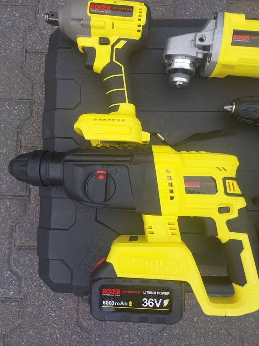 Zestaw Narzędzi Na Akumulator 36V Szlifierka Wkrętarka Klucz Młotowier