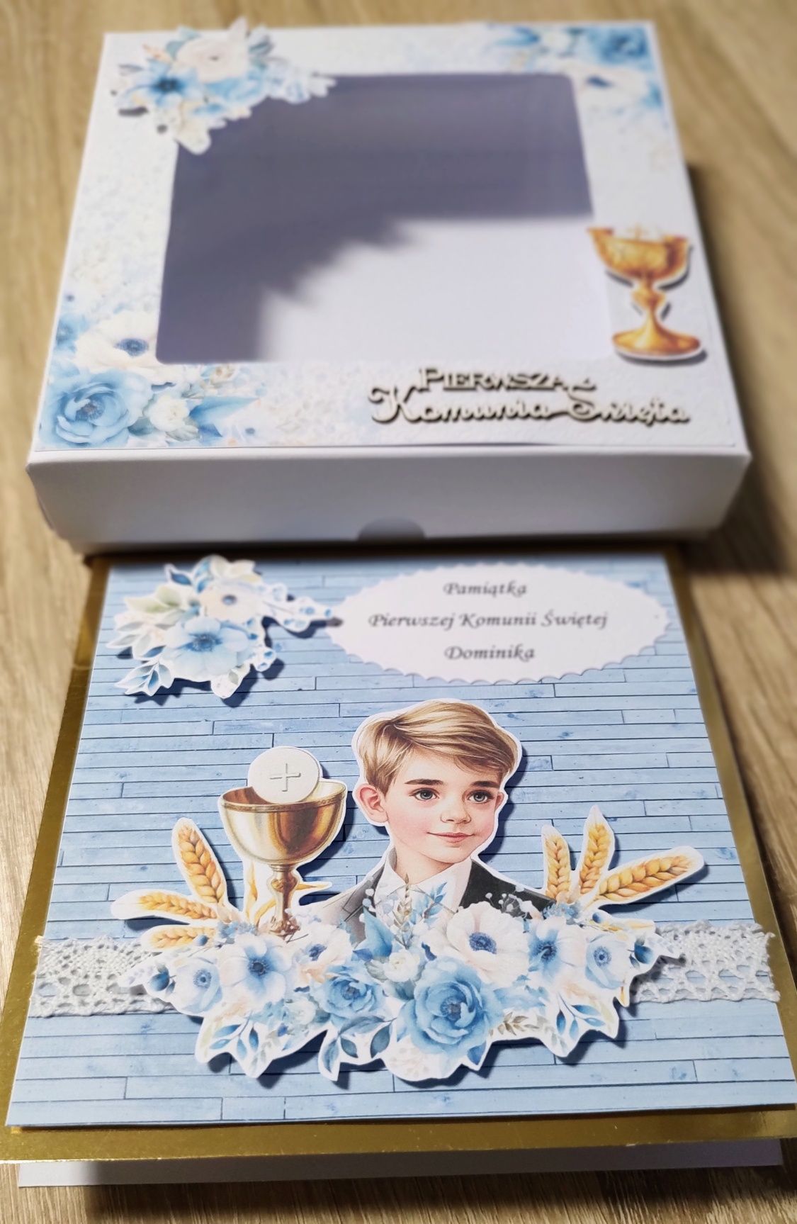 Kartka Komunijna w pudełku dla chłopca/dziewczynki