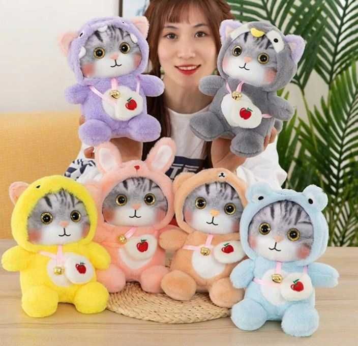 Maskotka pluszowa pluszak kotek w kapturze przytulanka kot kawaii 23CM