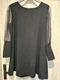 Sukienka czarna z rękawkami tiulowymi rozmiar uniwersalny