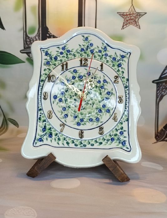 Zegar ceramiczny ścienny wiszący Bolesławiec ceramika Z.C. Bolesławiec