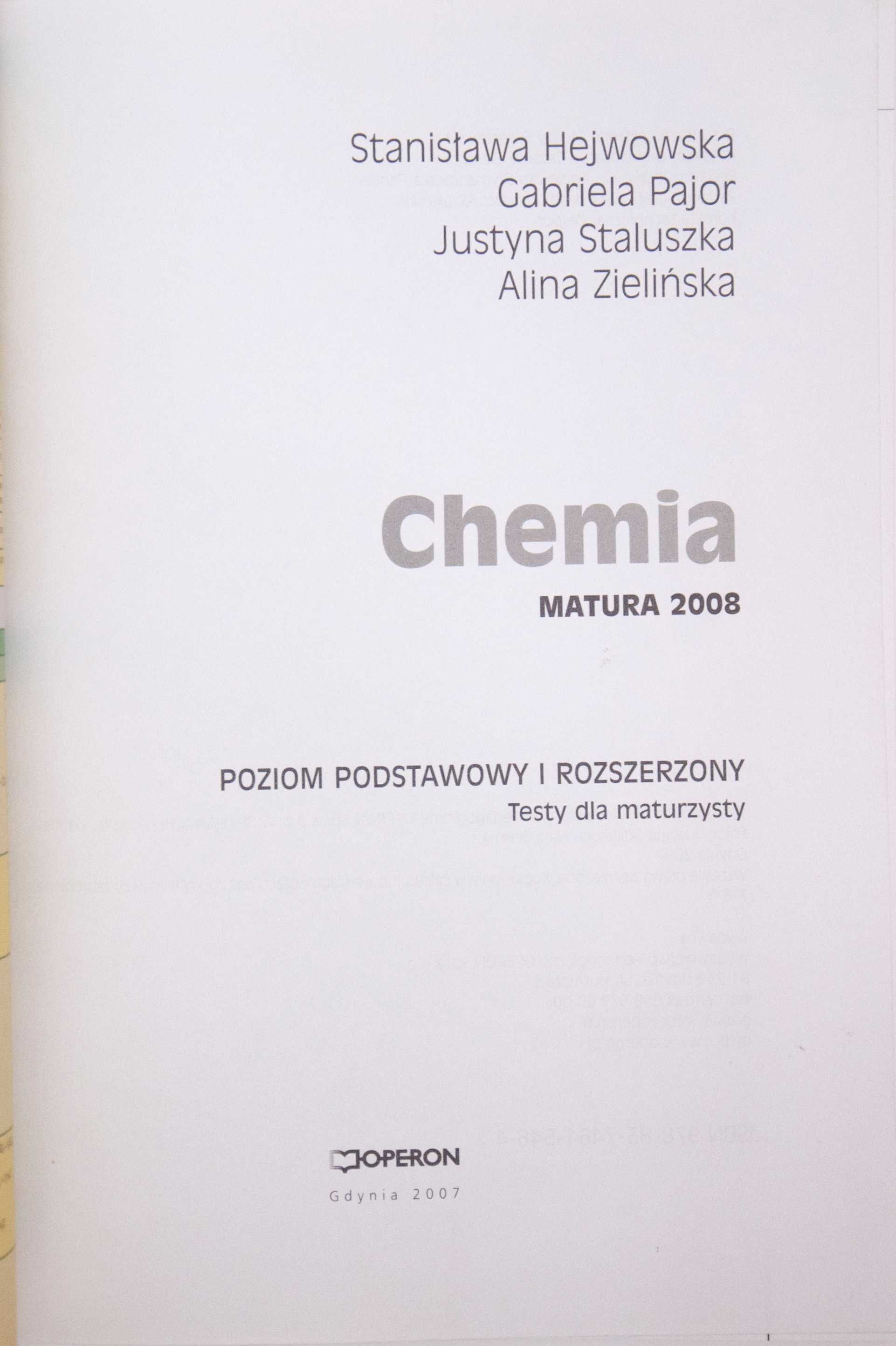 Chemia matura 2008 Operon testy