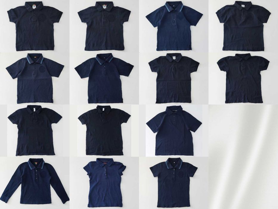 110 116 POLO T-shirt granatowy Bluzka Kołnierzyk - MUNDUREK do szkoły