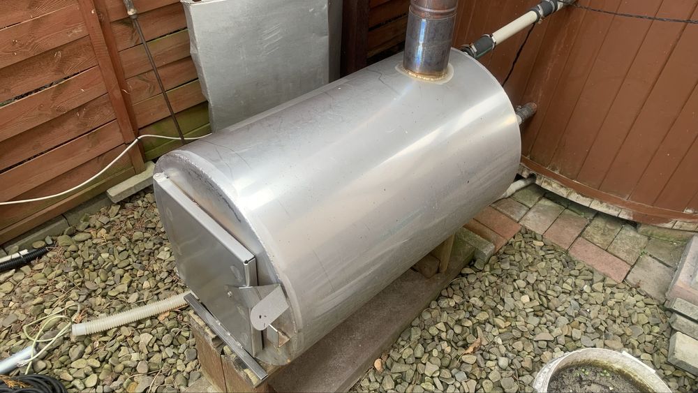 Piec zewnętrzny na drewno do banii balii jacuzzi basenu + podstawa