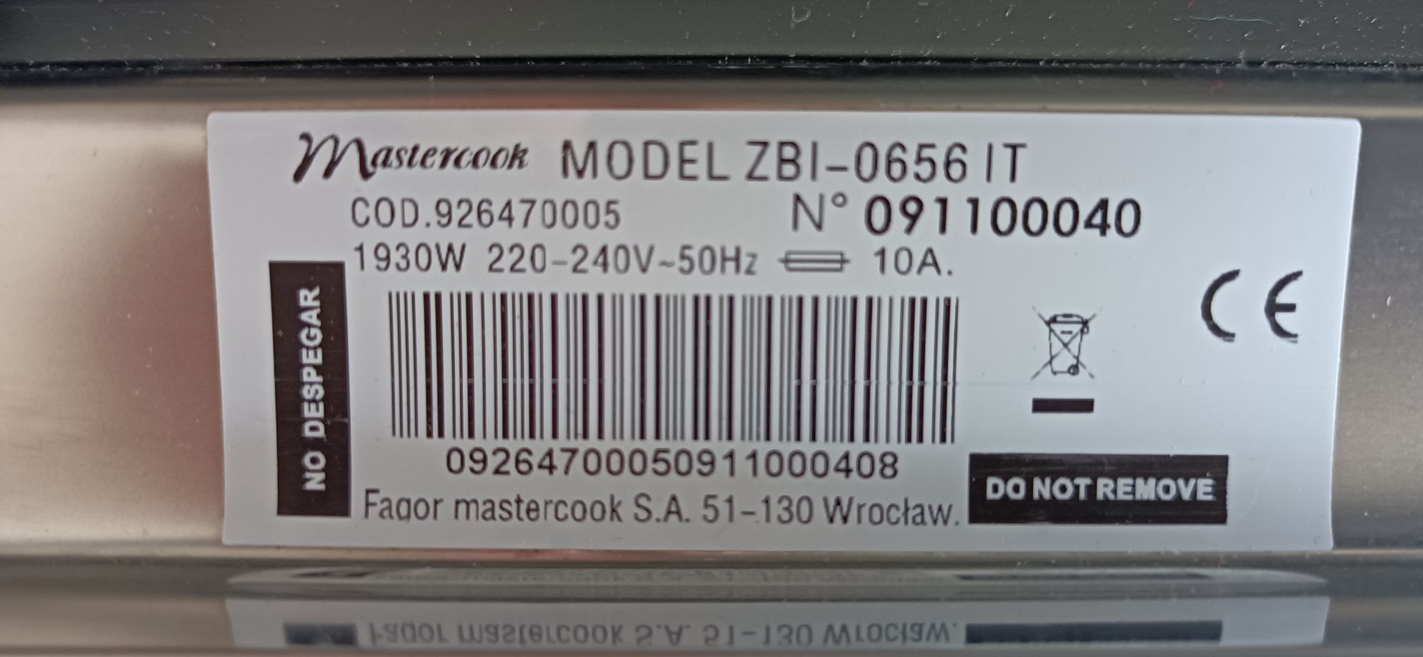 Zmywarka Mastercook ZBI-0656 IT do zabudowy