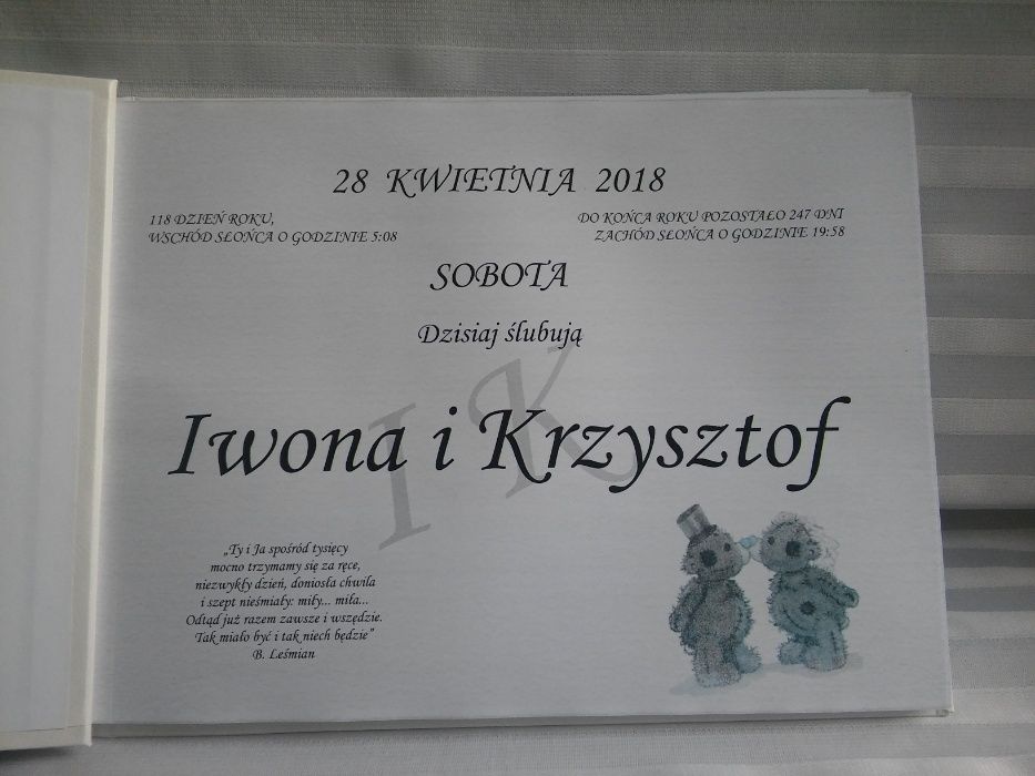 Pamiątka Ślubu, Księga Gości, Księga Weselna