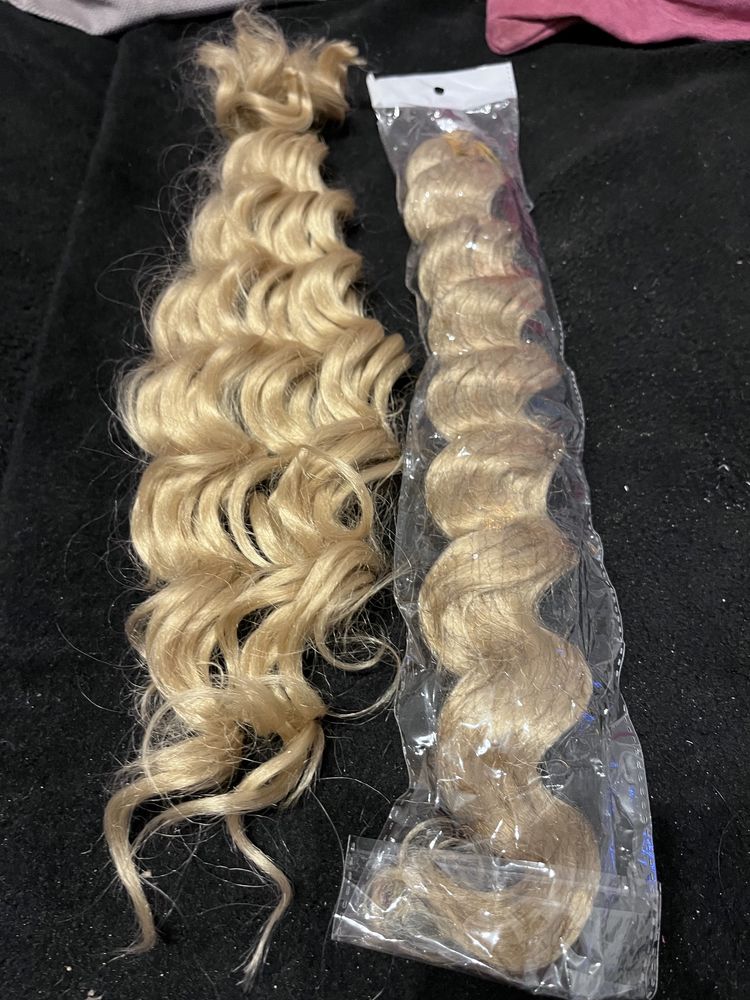 Włosy syntetyczne blond loki do przedłużania 55 cm 165g kolor 22/24